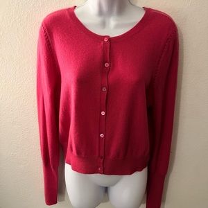 Magaschoni Women's New Pink 100% Cashmere Open Chest Button Cardigan Sweater L.